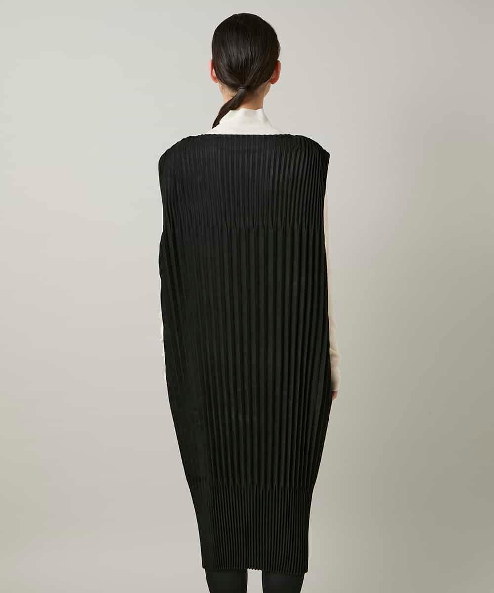RSECD06490 TRUNK HIROKO KOSHINO(ヒロココシノ) エコスエードアコーディオンプリーツワンピース ブラック