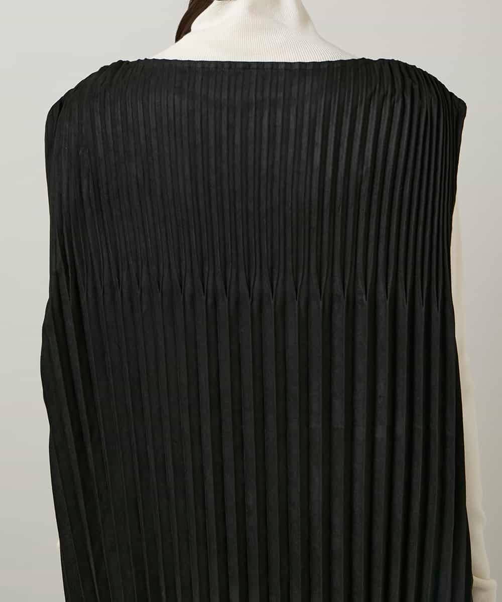 RSECD06490 TRUNK HIROKO KOSHINO(ヒロココシノ) エコスエードアコーディオンプリーツワンピース ブラック