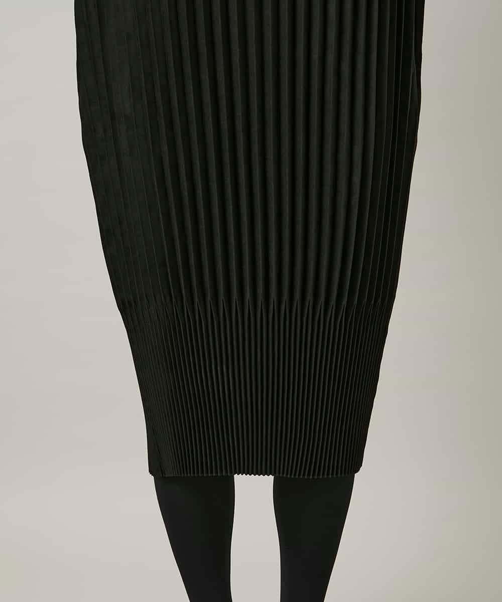 RSECD06490 TRUNK HIROKO KOSHINO(ヒロココシノ) エコスエードアコーディオンプリーツワンピース ブラック