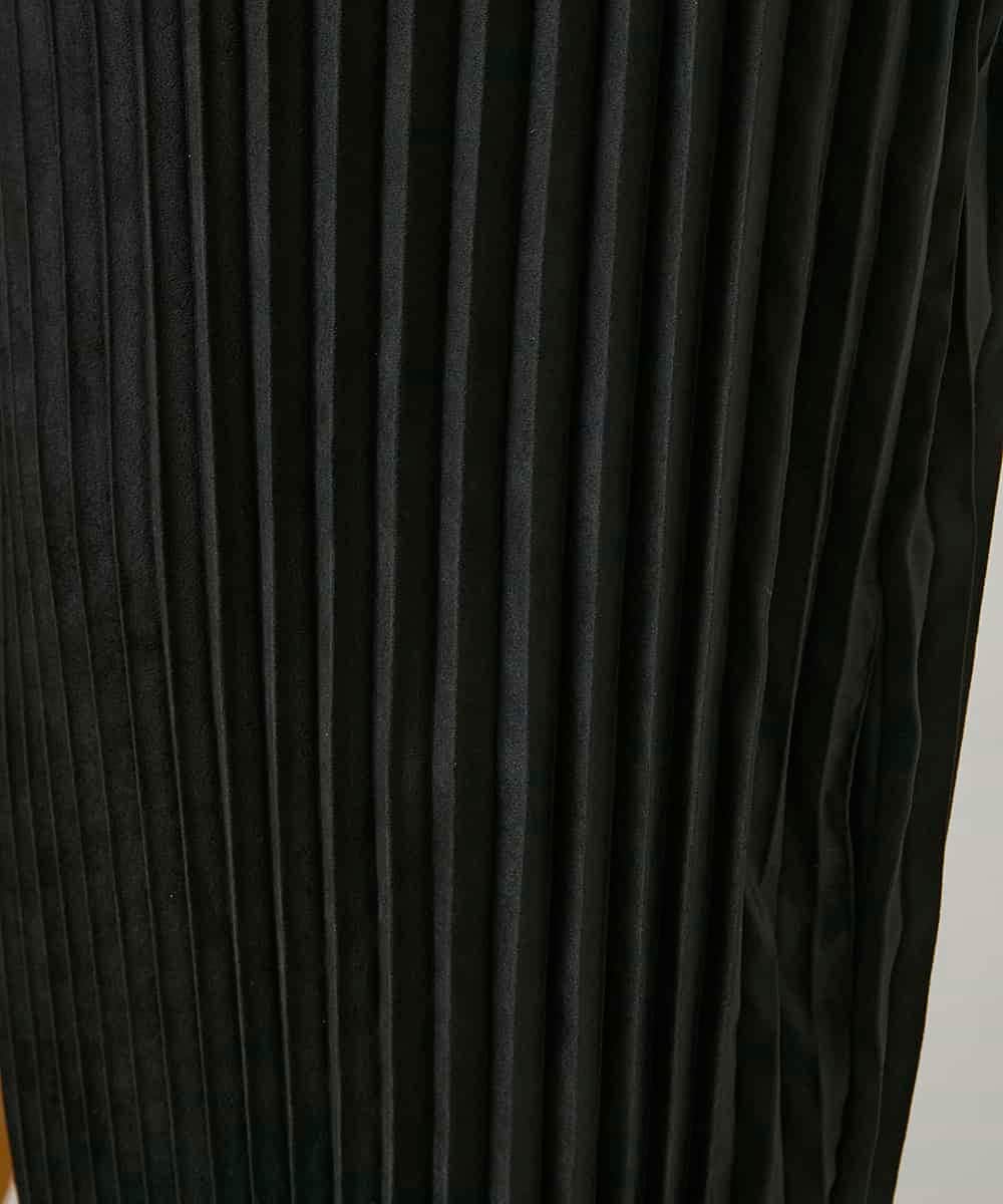 RSECD06490 TRUNK HIROKO KOSHINO(ヒロココシノ) エコスエードアコーディオンプリーツワンピース ブラック