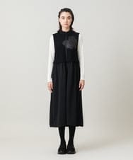 RSECG04590 TRUNK HIROKO KOSHINO(ヒロココシノ) 【先行予約】フラワーモチーフ切り替えデザインワンピース ブラック