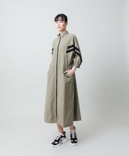 RSEFD11640 TRUNK HIROKO KOSHINO(ヒロココシノ) 【先行予約】配色ラインフロントジップワンピース カーキベージュ