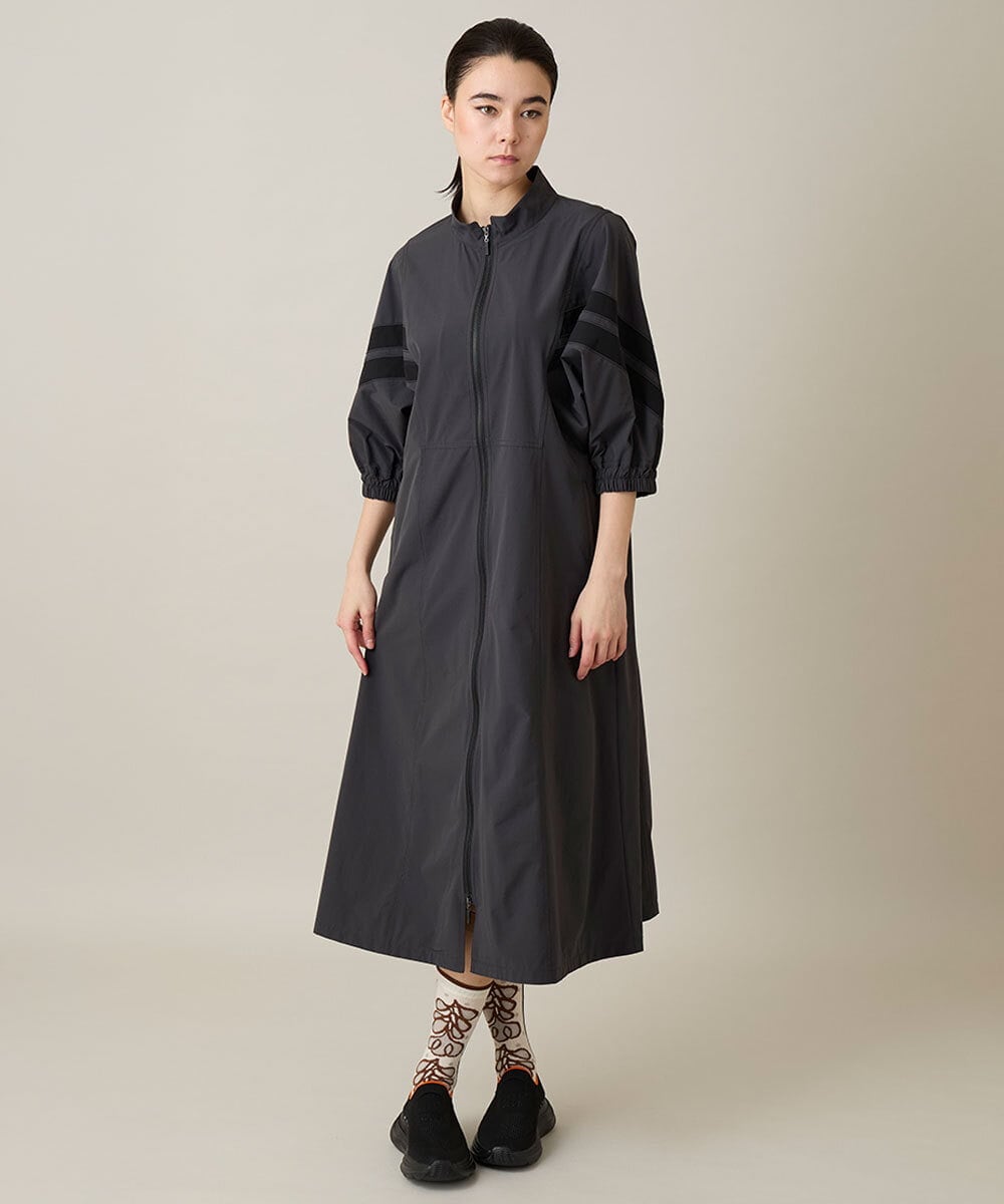 RSEFD11640 TRUNK HIROKO KOSHINO(ヒロココシノ) 配色ラインフロントジップワンピース ダークグレー