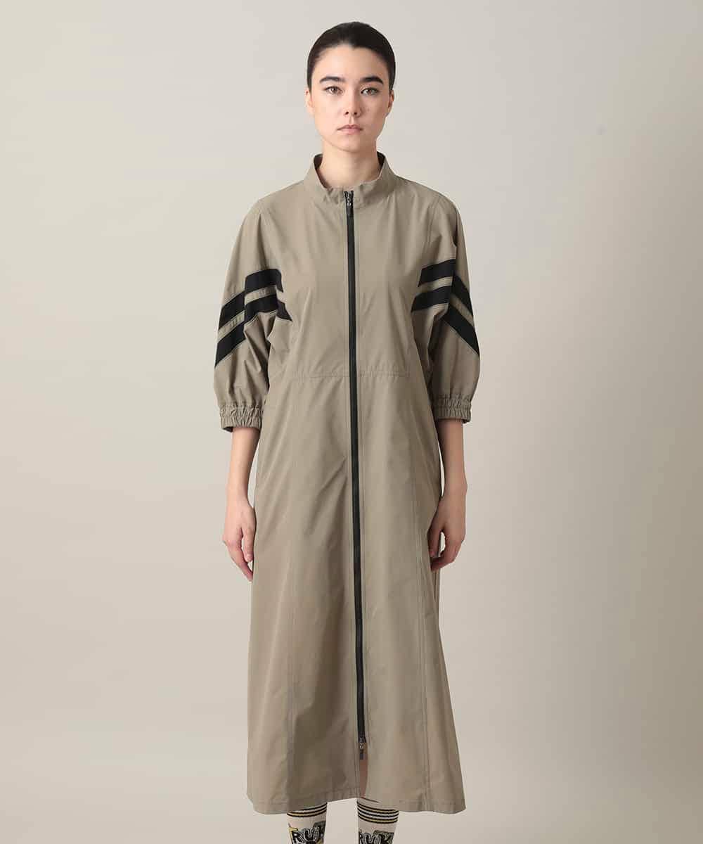 RSEFD11640 TRUNK HIROKO KOSHINO(ヒロココシノ) 【先行予約】配色ラインフロントジップワンピース カーキベージュ