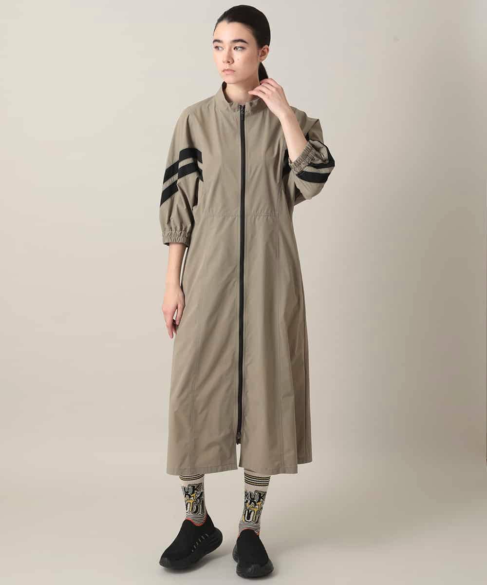 RSEFD11640 TRUNK HIROKO KOSHINO(ヒロココシノ) 【先行予約】配色ラインフロントジップワンピース カーキベージュ