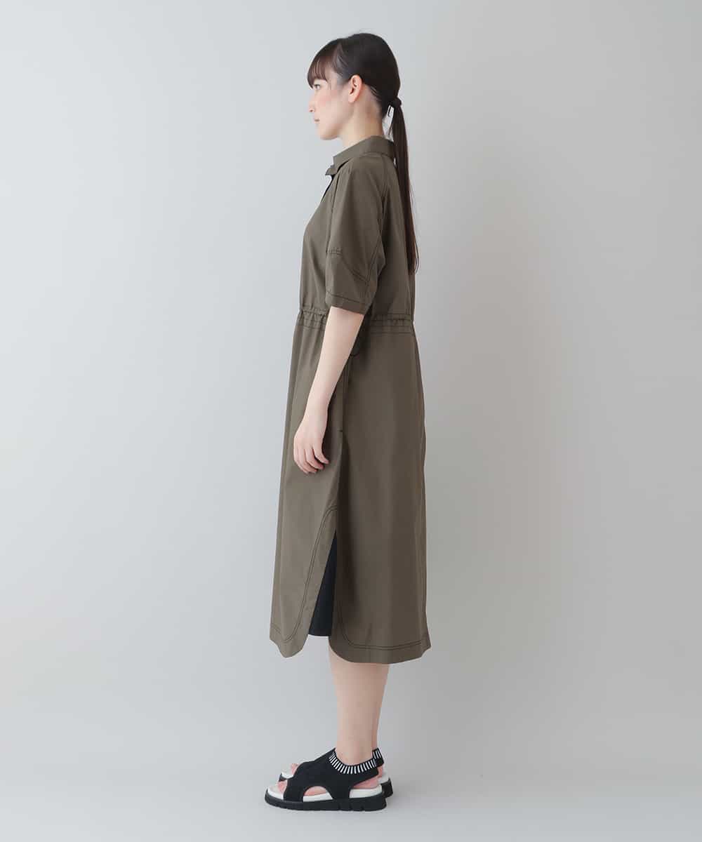 RSEFU67490 TRUNK HIROKO KOSHINO(ヒロココシノ) 【洗濯機で洗える】タイプライターデザインワンピース カーキ