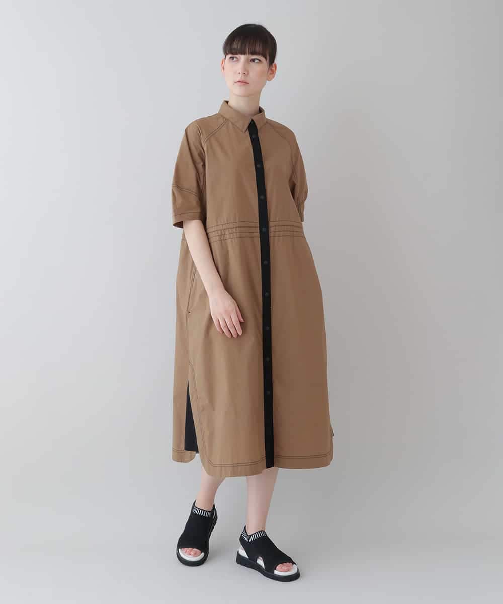 RSEFU67490 TRUNK HIROKO KOSHINO(ヒロココシノ) 【洗濯機で洗える】タイプライターデザインワンピース ベージュ
