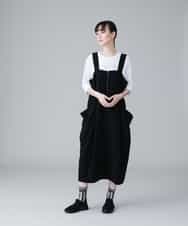 RSEFV16490 TRUNK HIROKO KOSHINO(ヒロココシノ) 【洗える】2WAYドレープポケットジャンパースカート ブラック