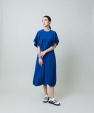 RSEGA04630 TRUNK HIROKO KOSHINO(ヒロココシノ) ラッフル袖タフタワンピース /洗える ブルー