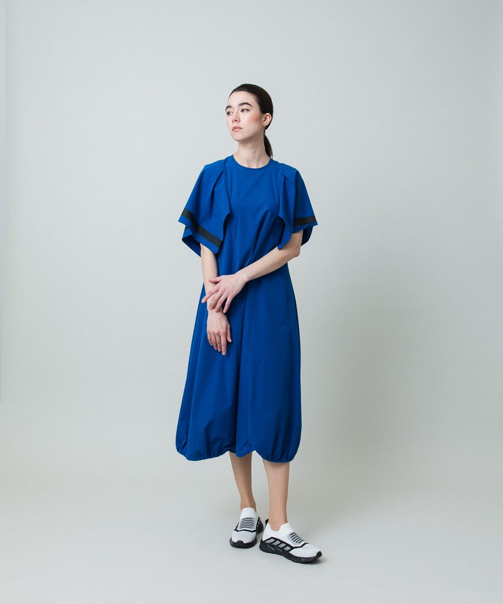 RSEGA04630 TRUNK HIROKO KOSHINO(ヒロココシノ) ラッフル袖タフタワンピース /洗える ブルー