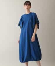 RSEGA04630 TRUNK HIROKO KOSHINO(ヒロココシノ) ラッフル袖タフタワンピース /洗える ブルー