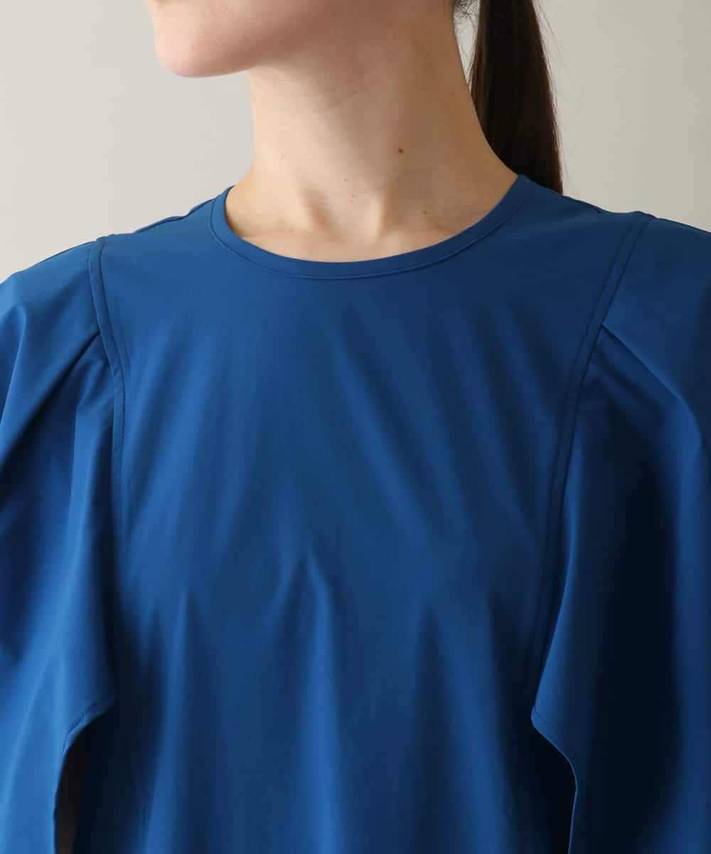 RSEGA04630 TRUNK HIROKO KOSHINO(ヒロココシノ) ラッフル袖タフタワンピース /洗える ブルー
