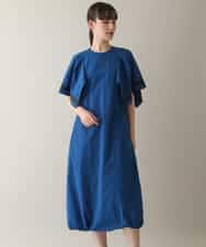 RSEGA04630 TRUNK HIROKO KOSHINO(ヒロココシノ) ラッフル袖タフタワンピース /洗える ブルー