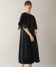 RSEGA04630 TRUNK HIROKO KOSHINO(ヒロココシノ) ラッフル袖タフタワンピース /洗える ブラック