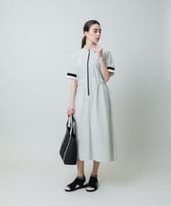RSEGA06660 TRUNK HIROKO KOSHINO(ヒロココシノ) ウエストドロストストライプワンピース /洗える ブラック