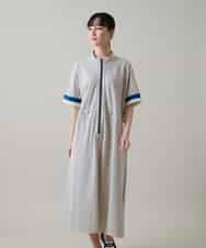 RSEGA06660 TRUNK HIROKO KOSHINO(ヒロココシノ) ウエストドロストストライプワンピース /洗える ブルー