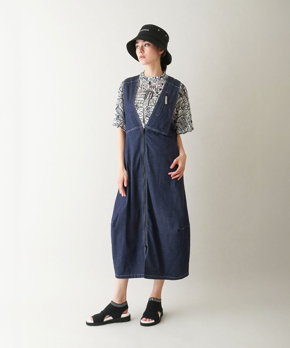 RSEGB02590 TRUNK HIROKO KOSHINO(ヒロココシノ) ストレッチデニムジャンパースカート/洗える ネイビー