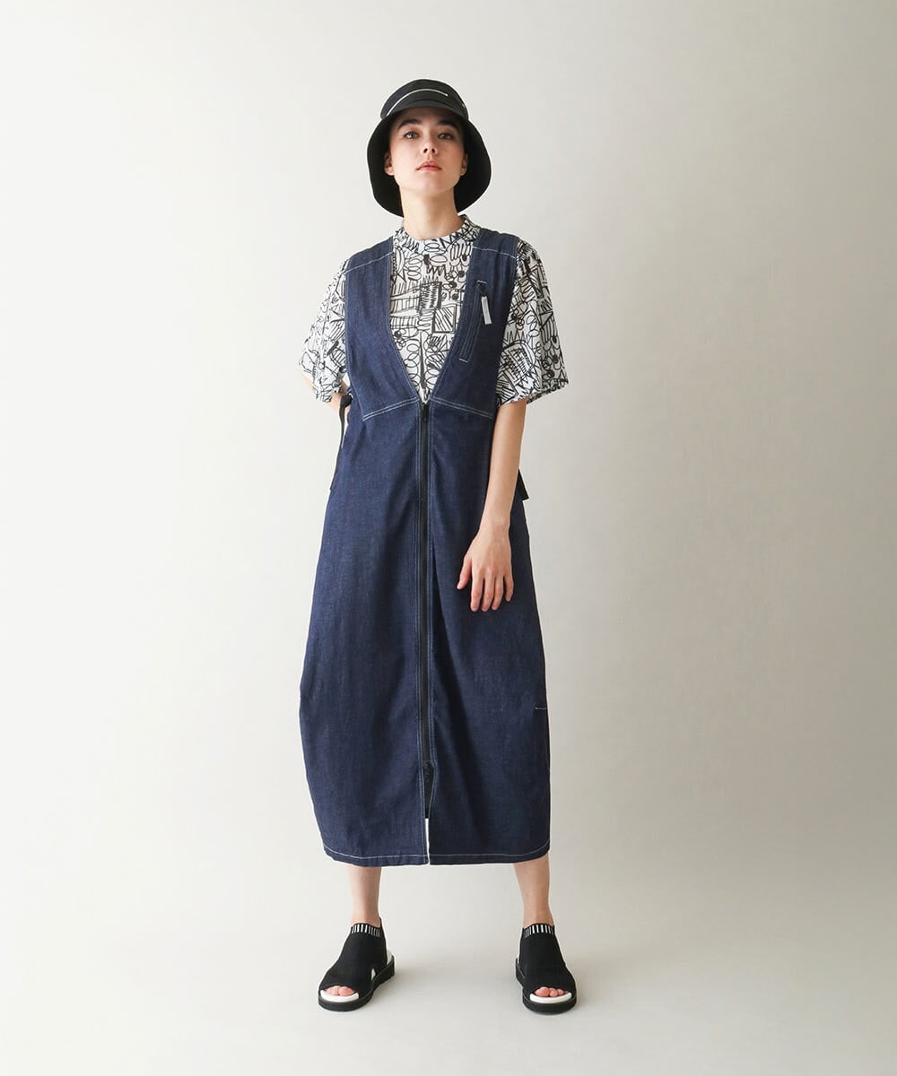 RSEGB02590 TRUNK HIROKO KOSHINO(ヒロココシノ) ストレッチデニムジャンパースカート/洗える ネイビー