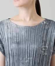 RSEGD03590 TRUNK HIROKO KOSHINO(ヒロココシノ) デニム風ロゴプリントプリーツワンピース/洗える ブラック