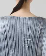 RSEGD03590 TRUNK HIROKO KOSHINO(ヒロココシノ) デニム風ロゴプリントプリーツワンピース/洗える ブラック