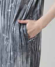 RSEGD03590 TRUNK HIROKO KOSHINO(ヒロココシノ) デニム風ロゴプリントプリーツワンピース/洗える ブラック