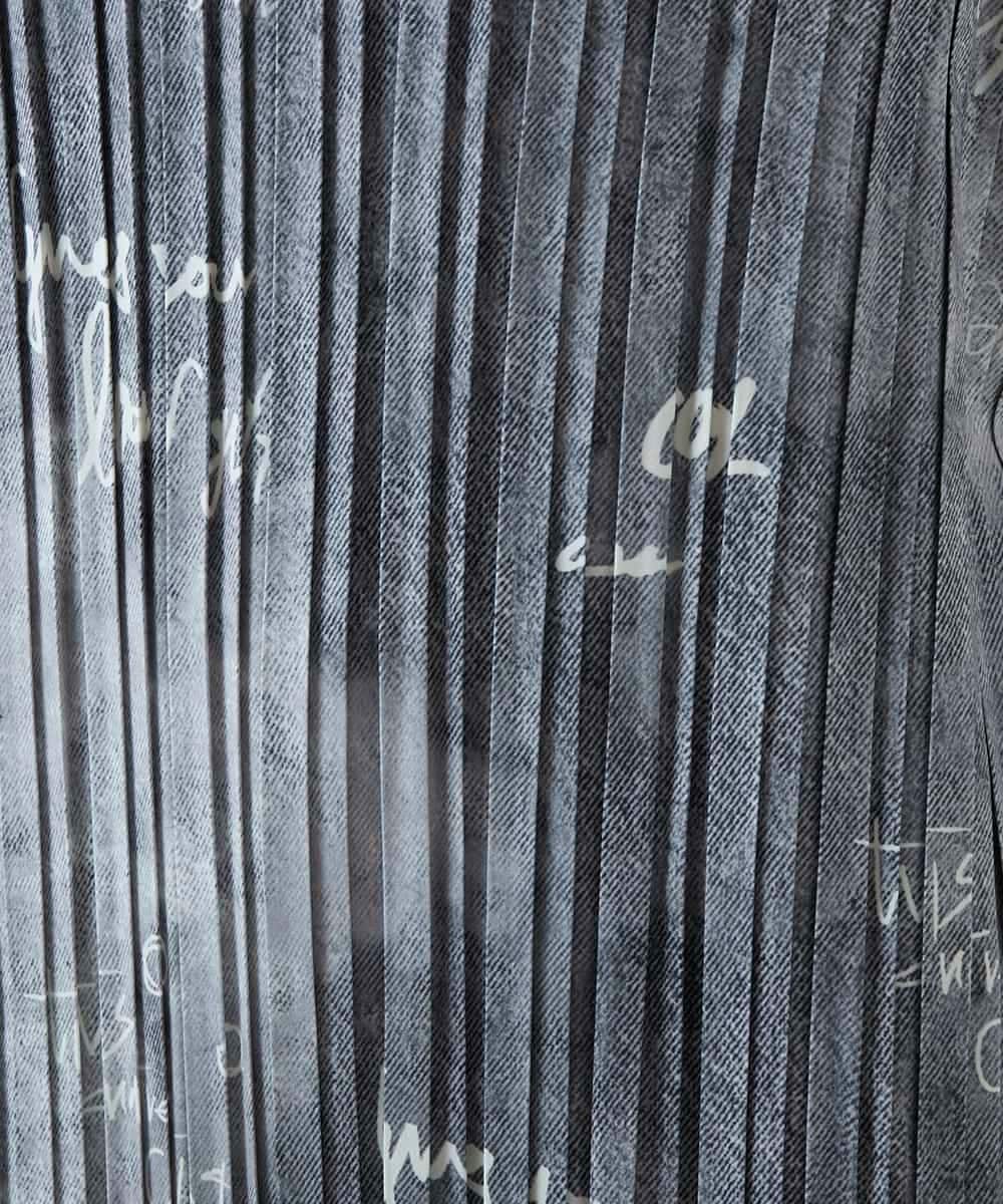 RSEGD03590 TRUNK HIROKO KOSHINO(ヒロココシノ) デニム風ロゴプリントプリーツワンピース/洗える ブラック