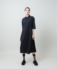 RSEGD10590 TRUNK HIROKO KOSHINO(ヒロココシノ) 異素材ドッキングシャツワンピース ダークグレー