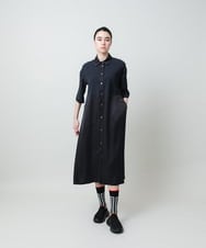 RSEGD10590 TRUNK HIROKO KOSHINO(ヒロココシノ) 異素材ドッキングシャツワンピース ダークグレー