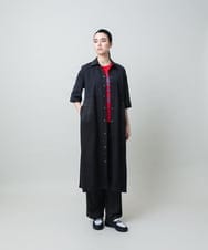 RSEGD10590 TRUNK HIROKO KOSHINO(ヒロココシノ) 異素材ドッキングシャツワンピース ダークグレー