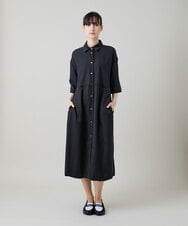 RSEGD10590 TRUNK HIROKO KOSHINO(ヒロココシノ) 異素材ドッキングシャツワンピース ダークグレー
