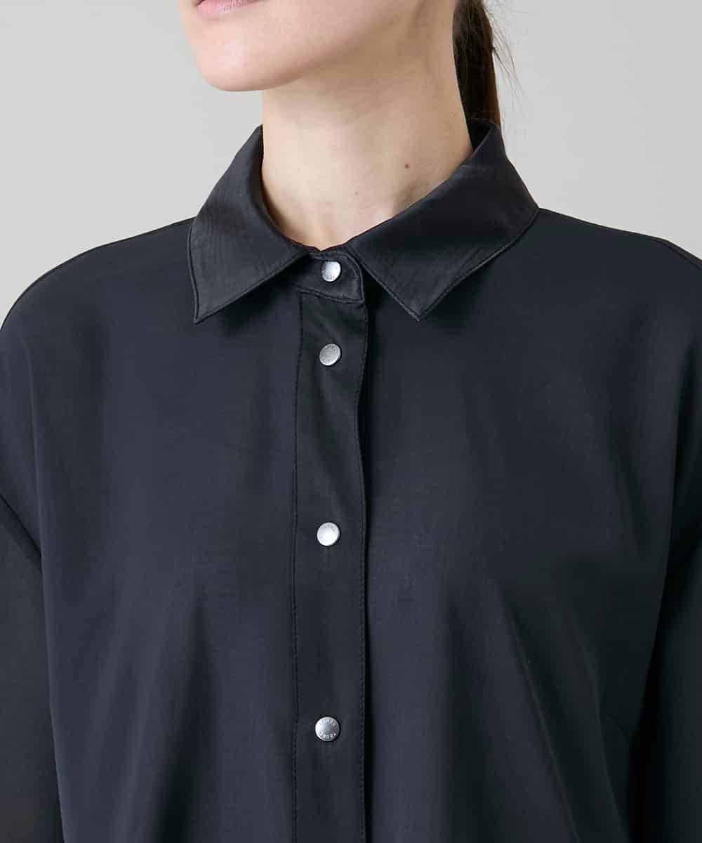 RSEGD10590 TRUNK HIROKO KOSHINO(ヒロココシノ) 異素材ドッキングシャツワンピース ダークグレー