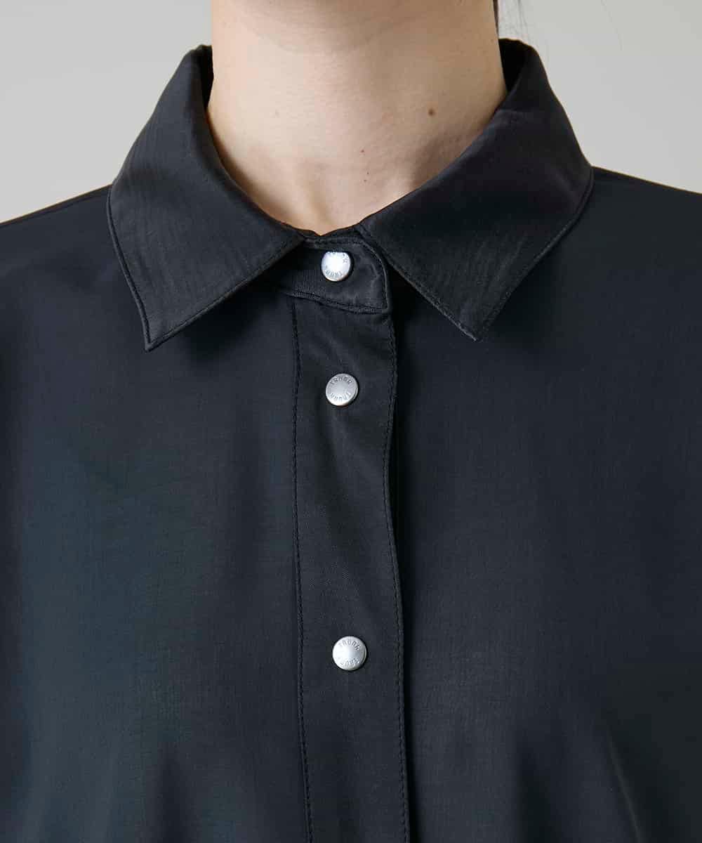 RSEGD10590 TRUNK HIROKO KOSHINO(ヒロココシノ) 異素材ドッキングシャツワンピース ダークグレー