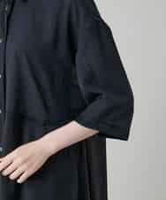 RSEGD10590 TRUNK HIROKO KOSHINO(ヒロココシノ) 異素材ドッキングシャツワンピース ダークグレー