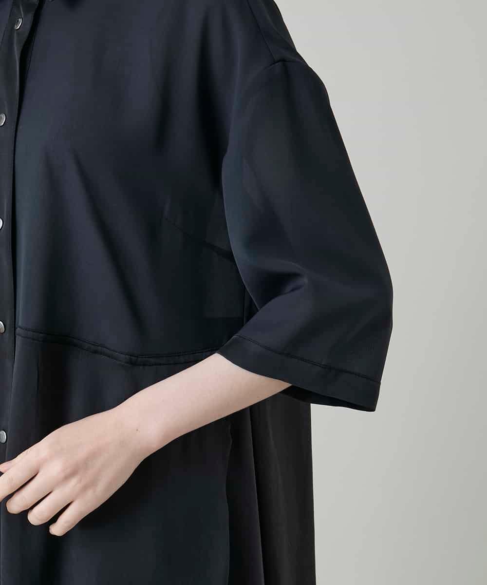 RSEGD10590 TRUNK HIROKO KOSHINO(ヒロココシノ) 異素材ドッキングシャツワンピース ダークグレー