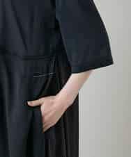 RSEGD10590 TRUNK HIROKO KOSHINO(ヒロココシノ) 異素材ドッキングシャツワンピース ダークグレー