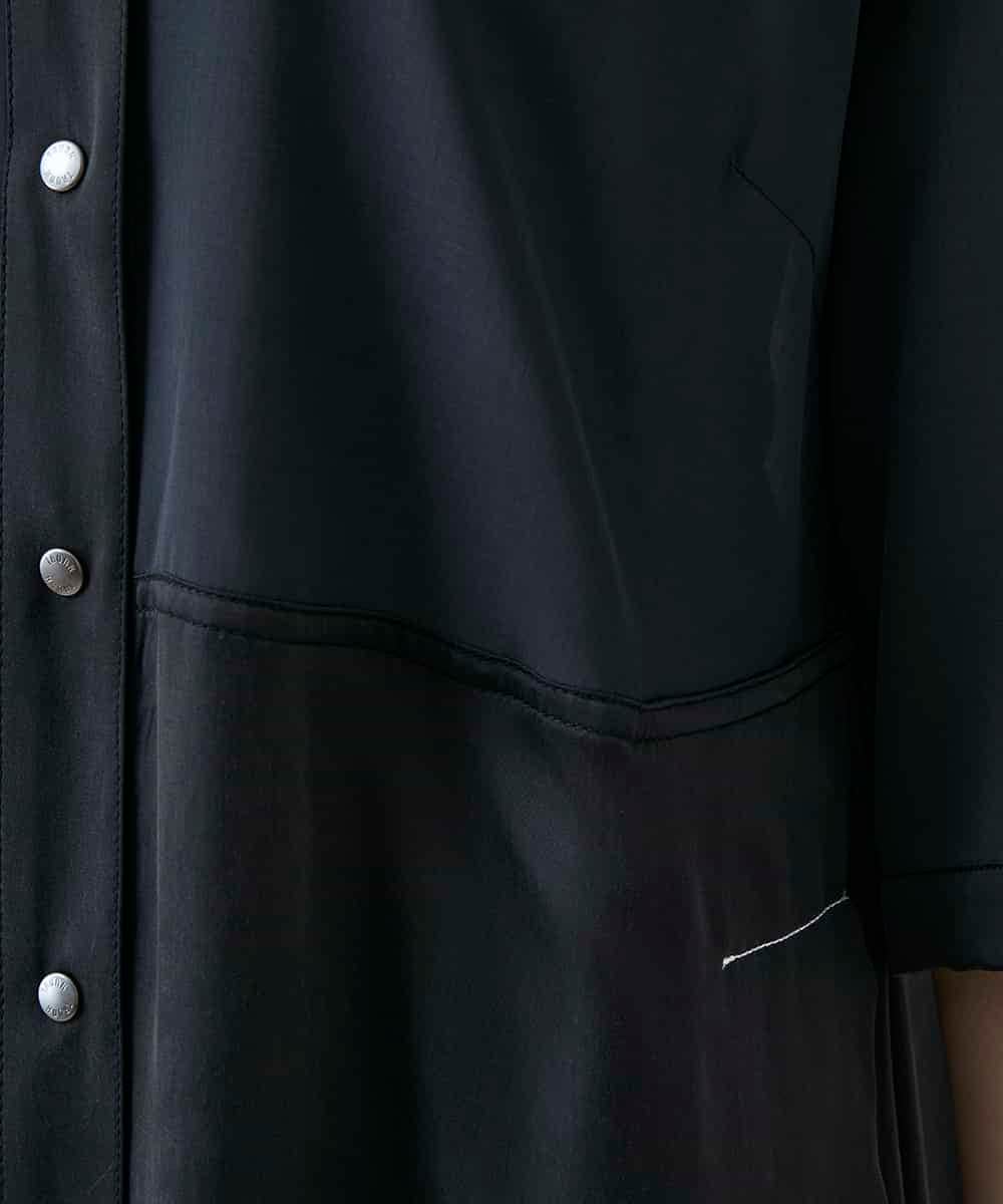 RSEGD10590 TRUNK HIROKO KOSHINO(ヒロココシノ) 異素材ドッキングシャツワンピース ダークグレー