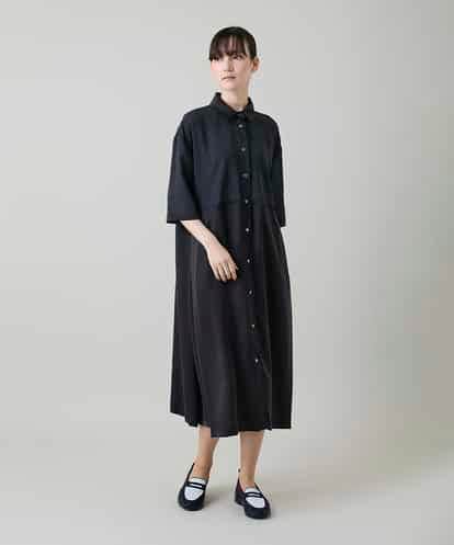 RSEGD10590 TRUNK HIROKO KOSHINO 異素材ドッキングシャツワンピース