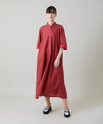 RSEGD13630 TRUNK HIROKO KOSHINO トリコットストライプ切り替えデザインワンピース /洗える