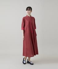 RSEGD13630 TRUNK HIROKO KOSHINO(ヒロココシノ) トリコットストライプ切り替えデザインワンピース /洗える ネイビー