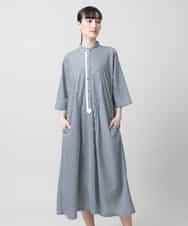 RSEGD13630 TRUNK HIROKO KOSHINO(ヒロココシノ) 【先行予約】トリコットストライプ切り替えデザインワンピース /洗える ネイビー