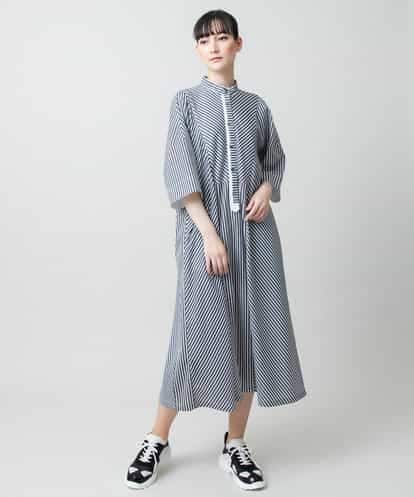 RSEGD13630 TRUNK HIROKO KOSHINO 【先行予約】トリコットストライプ切り替えデザインワンピース /洗える