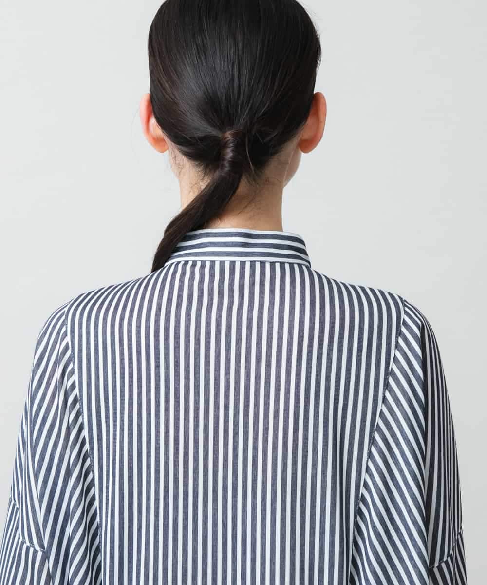 RSEGD13630 TRUNK HIROKO KOSHINO(ヒロココシノ) 【先行予約】トリコットストライプ切り替えデザインワンピース /洗える ネイビー