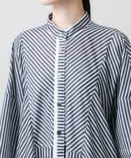 RSEGD13630 TRUNK HIROKO KOSHINO(ヒロココシノ) 【先行予約】トリコットストライプ切り替えデザインワンピース /洗える ネイビー