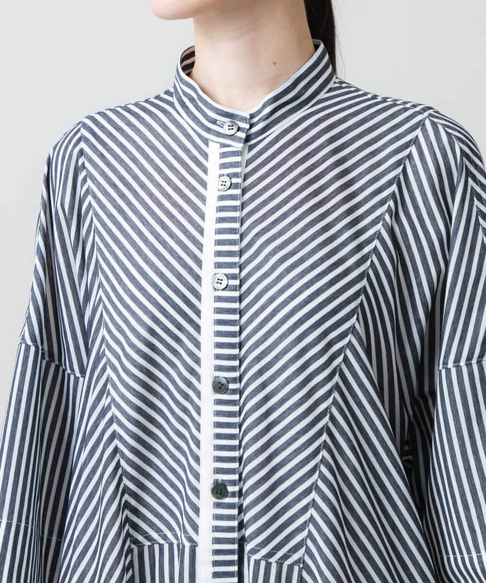 RSEGD13630 TRUNK HIROKO KOSHINO(ヒロココシノ) 【先行予約】トリコットストライプ切り替えデザインワンピース /洗える ネイビー