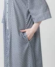 RSEGD13630 TRUNK HIROKO KOSHINO(ヒロココシノ) 【先行予約】トリコットストライプ切り替えデザインワンピース /洗える ネイビー