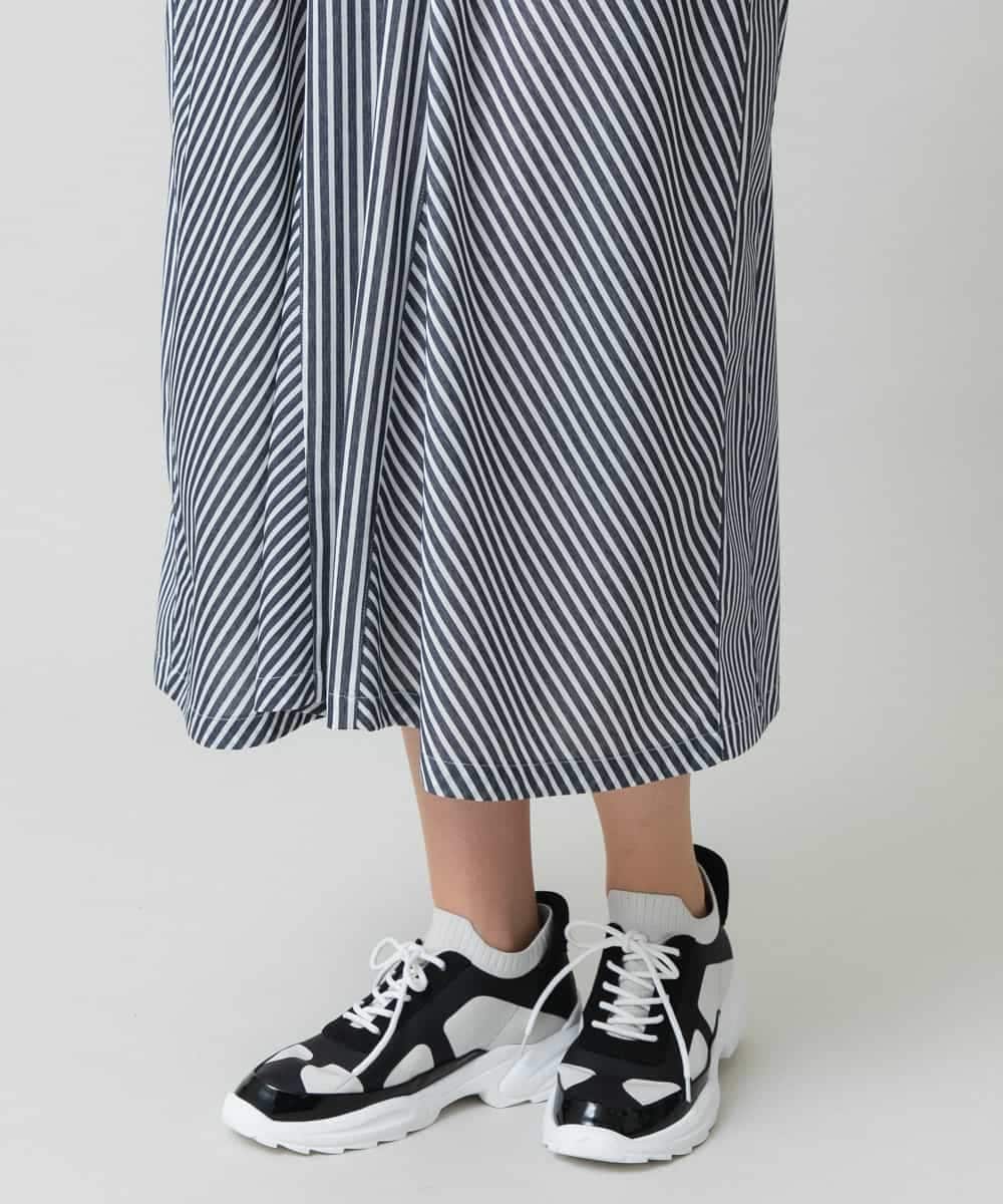 RSEGD13630 TRUNK HIROKO KOSHINO(ヒロココシノ) 【先行予約】トリコットストライプ切り替えデザインワンピース /洗える ネイビー