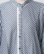 RSEGD13630 TRUNK HIROKO KOSHINO(ヒロココシノ) 【先行予約】トリコットストライプ切り替えデザインワンピース /洗える ネイビー