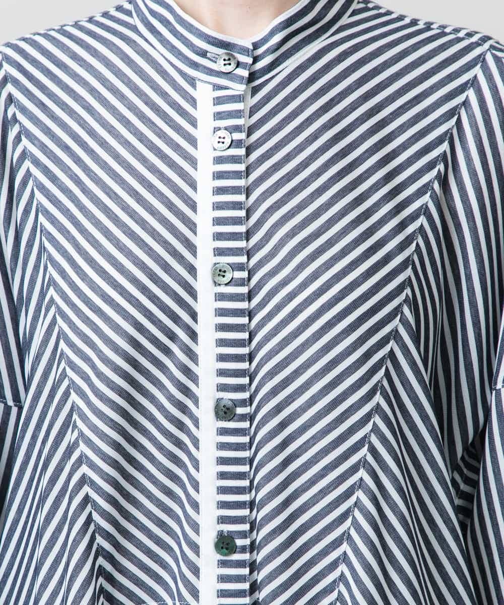 RSEGD13630 TRUNK HIROKO KOSHINO(ヒロココシノ) 【先行予約】トリコットストライプ切り替えデザインワンピース /洗える ネイビー