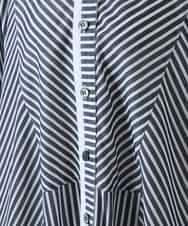 RSEGD13630 TRUNK HIROKO KOSHINO(ヒロココシノ) トリコットストライプ切り替えデザインワンピース /洗える ネイビー