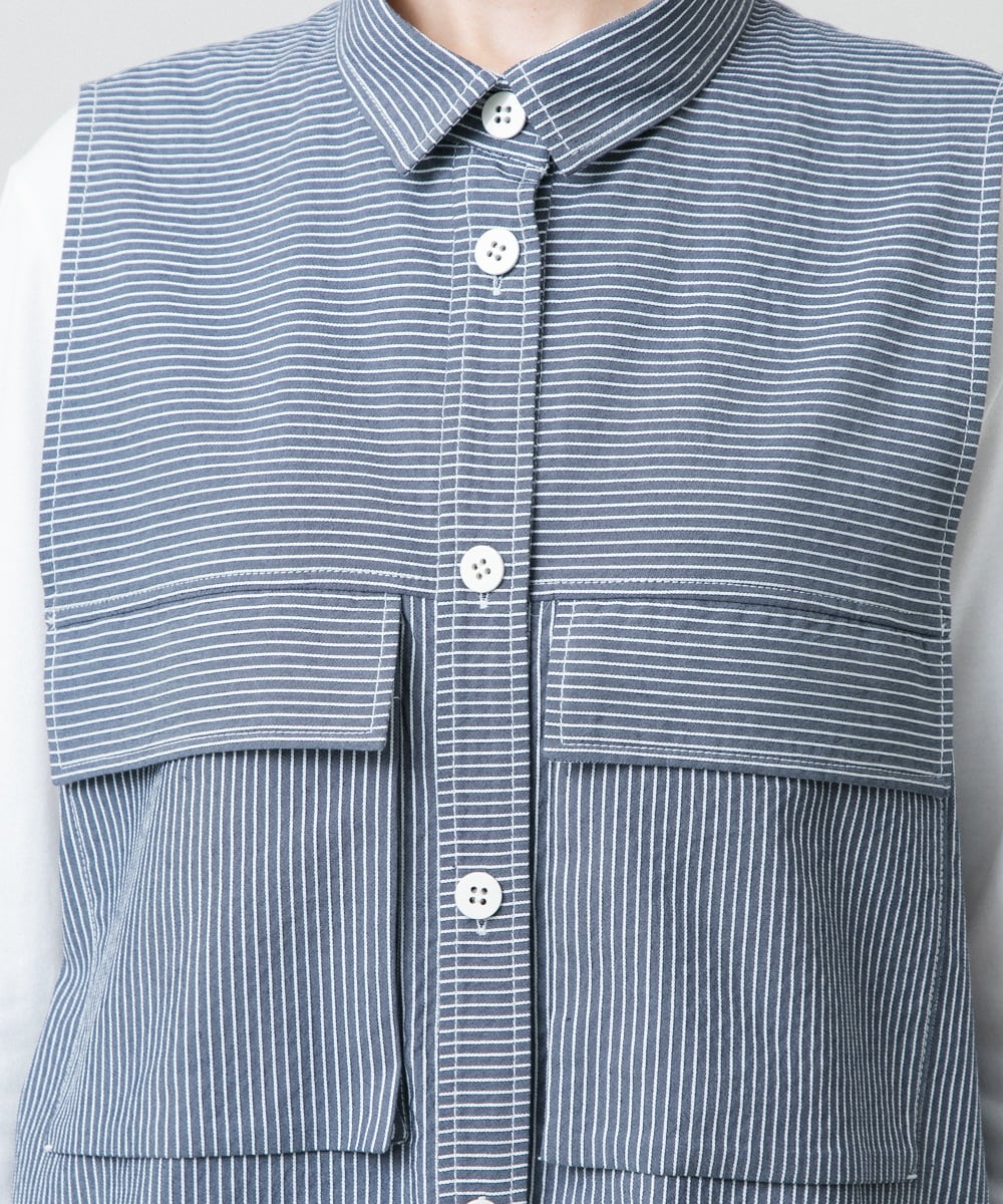 RSEGE16530 TRUNK HIROKO KOSHINO(ヒロココシノ) 【先行予約】サッカーストライプロングシャツベスト/洗える ダークグレー